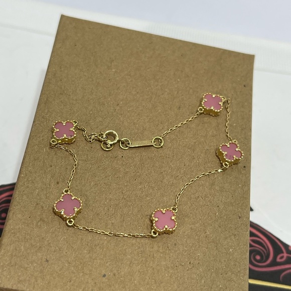 18 k Pink Clover Bracelet, size 7-7.5 . - Picture 9 of 14
